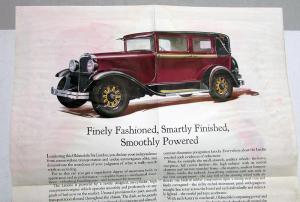 1928 1929 Oldsmobile Six Model F Landau Color Sales Folder Original