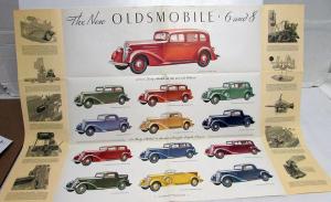 1933 Oldsmobile 6 & 8 Roomier & Finer Color Sales Folder Original