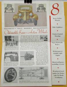 1934 Oldsmobile 8 Style Leader Color Sales Folder Original