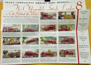 1934 Oldsmobile 8 Style Leader Color Sales Folder Original
