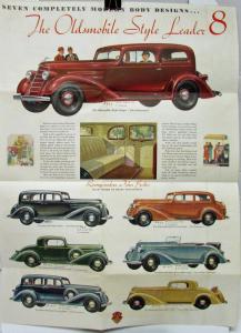 1934 Oldsmobile 8 Style Leader Color Sales Folder Original