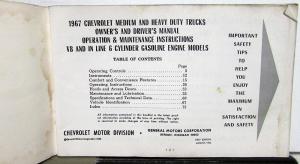 1967 Chevrolet Truck Owners Manual Series 40-80 H/D Original Care & Op