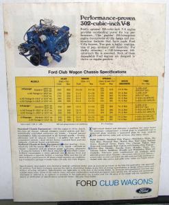 1971 Ford Club Wagons Custom Chateau Van Truck Sales Brochure Original