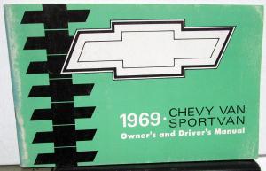 1969 Chevrolet Truck Owners Manual Original Chevy Van SportVan Care & Op
