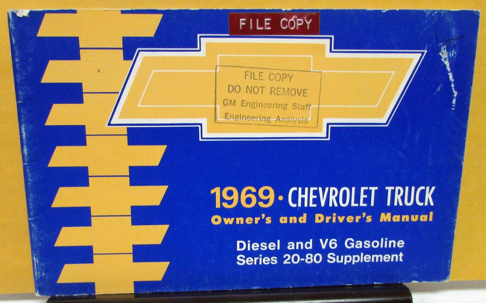 1969 Chevrolet Truck Owners Manual Original Series 20-80 Diesel V6 Gas Care & Op