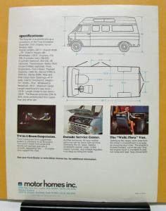 1970 1971 1972 Ford Busyvan Econoline Truck Motor Homes Conversion Sales Folder