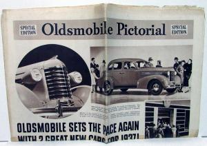 1937 Oldsmobile Six Eight Pictorial Sales Folder Newsprint Style Original