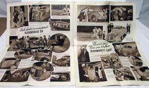 1937 Oldsmobile Six Eight Pictorial Sales Folder Newsprint Style Original