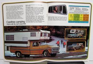 1972 Ford Pickup Custom Ranger Camper Truck Model F 100 250 350 Sales Brochure