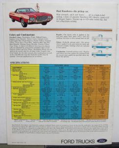 1972 Ford Pickup Custom Ranger Camper Truck Model F 100 250 350 Sales Brochure