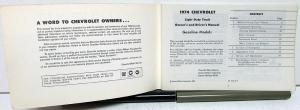 1974 Chevrolet Truck Owners Manual Original Light Duty Pickup Gas Engine Care Op