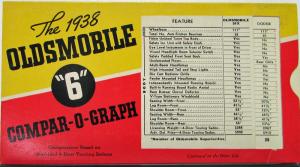 1938 Oldsmobile Six Compar O Graph Comparison Slider Sales Card Original