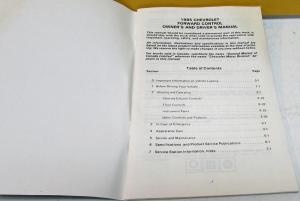 1985 Chevrolet Truck Owners Manual Original Forward Control Care & Op
