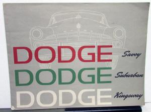 1951 Dodge Savoy Suburban Kingsway Canadian Dealer Sales Brochure Folder