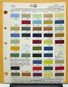 1973 Ford Truck Paint Chips By Ditzler Econoline Club Custom Chateau Bronco
