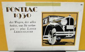 1930 Pontiac Foreign Dealer Sales Brochure Folder German Text Belgian Market