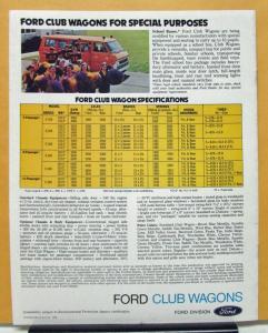 1974 Ford Club Wagon Custom Chateau Sales Brochure Specs Van Truck Original