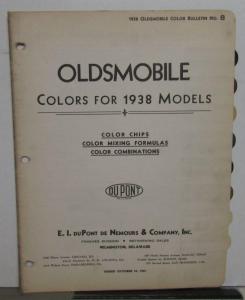 1938 Oldsmobile DuPont Color Paint Chips & Formulas Leaflets Original