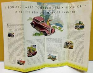 1934 Pontiac Dealer Sales Color Brochure Folder Straight 8 Travel Via Pontiac