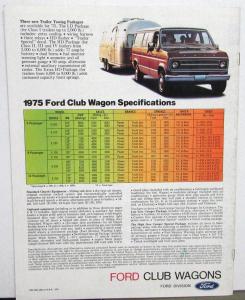 1975 Ford Club Custom Chateau Wagon E Series Truck Sales Brochure Specs Original