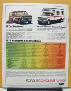 1975 Ford Econoline Van E 100 150 250 350 Truck Sales Brochure Specs Original