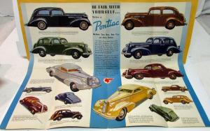 1936 Pontiac Dealer Mailer Large Color Folder Sedan Coupe Cabriolet Value