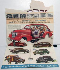 1938 Pontiac 6 & 8 Die Cut Inside Out Color Sales Brochure RARE Original