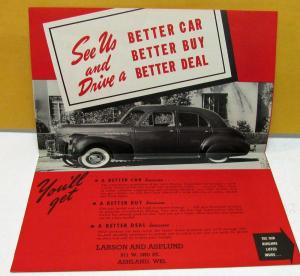 1941 Pontiac Dealer Sales Brochure Mailer New & Used Cars Larson And Asplund