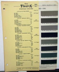 1941 Pontiac Color Paint Chips Leaflets Acme Original