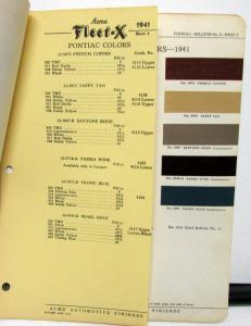 1941 Pontiac Color Paint Chips Leaflets Acme Original