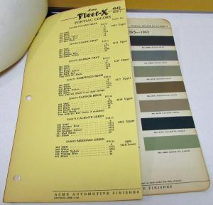 1942 Pontiac Color Paint Chips Leaflets Acme Fleet-X Lacquer W/Formula