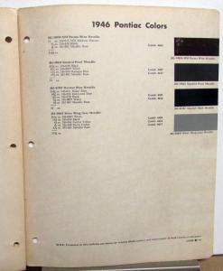 1946 Pontiac Color Paint Chips Leaflets Du Pont #16 W/Formula