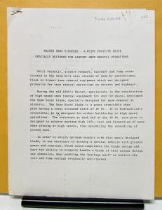 1962 Walter Truck Model VDUS VPU Twin Dozer Airport Snow Removal Letter & Photo