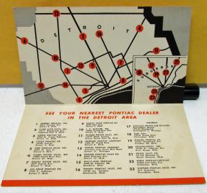 1949 Pontiac Detroit Dealer Locations Map Dealer Pocket Sales Brochure Original