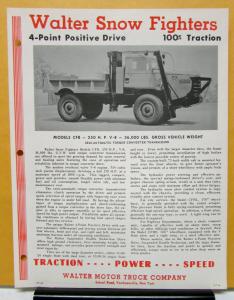1963 Walter Truck Model CFB Snow Fighter Sales Brochure & Specifications