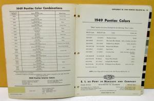 1949 Pontiac Color Paint Chips Leaflets Du Pont W/Formula