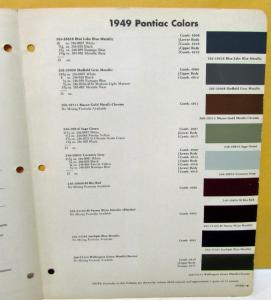 1949 Pontiac Color Paint Chips Leaflets Du Pont W/Formula
