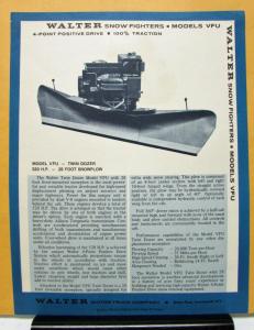 1974 Walter Truck Model VFU Snow Fighter Sales Brochure and Specifications