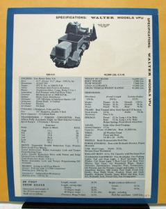 1974 Walter Truck Model VFU Snow Fighter Sales Brochure and Specifications