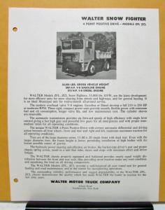 1975 Walter Truck Model ZFL ZCL Snow Fighter Sales Brochure and Specifications
