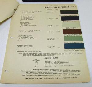 1951 Pontiac Color Paint Chips Leaflets Du Pont W/Formula