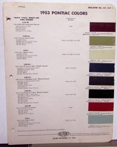 1953 Pontiac Color Paint Chips Leaflets DuPont