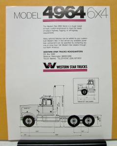 1985 Western Star Truck Model 4964 6x4 Sales Brochure and Specifications