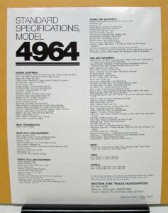 1985 Western Star Truck Model 4964 6x4 Sales Brochure and Specifications