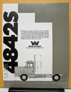1988 Western Star Truck Model 4842S Sales Brochure and Specifications