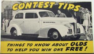 1939 Oldsmobile 60 Sixty Contest Tips Sales Brochure Original