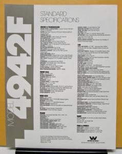 1988 Western Star Truck Model 4942F Sales Brochure and Specifications