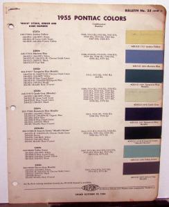 1955 Pontiac Color Paint Chips By DuPont Original