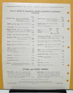 1938 White Truck Model Indiana 86 Prices and Optional Equipment Sales Brochure