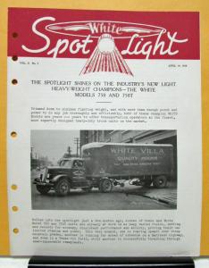 1938 White Truck Model 750 750T Spot Light Sales Brochure Magazine